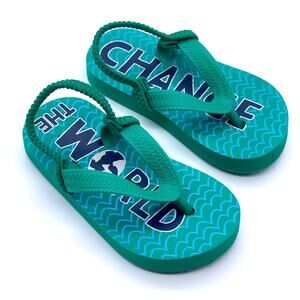Cat & Jack "Change the World" Larkin Slingback Green Flip Flops Baby Infant 5/6
